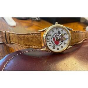 Women's Gold Tone 330mm Milan Watch, Santa Claus with Rotating Reindeer